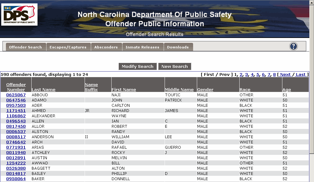 Inmate Search North Carolina Department Of Corrections : Search